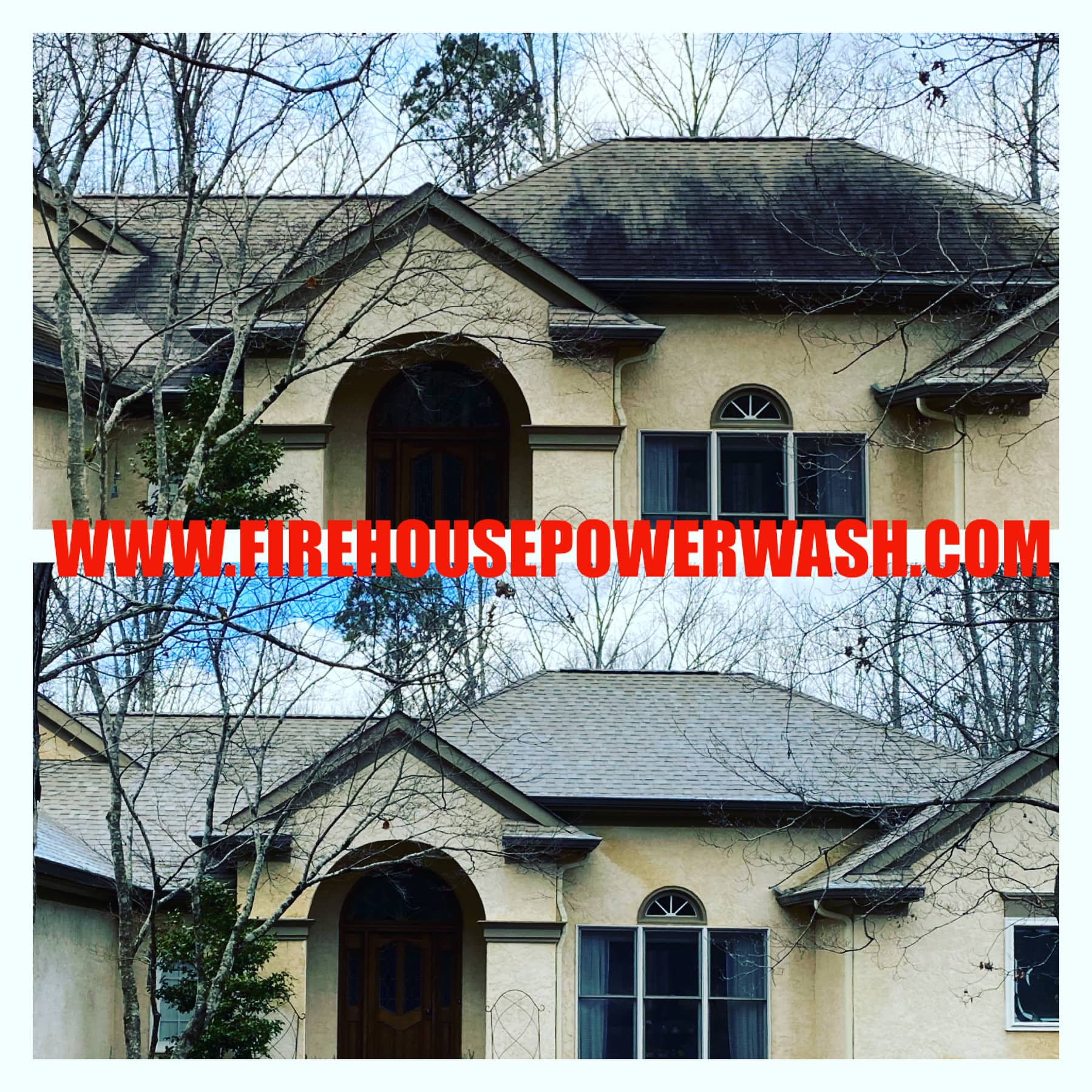 roof cleaning before and after pic in Newnan ga
